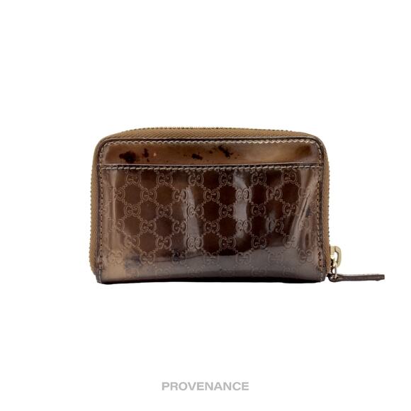 🔴  Gucci Key Chain Zip Card Wallet - Bronze MicroGuccissima - Picture 1 of 9